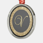 Ornement En Métal Monogram V, élégant script doré (Gauche)