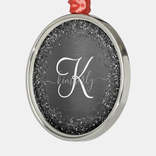 Ornement En Métal Monogramme d'étincelle à Parties scintillant noire (Gauche)