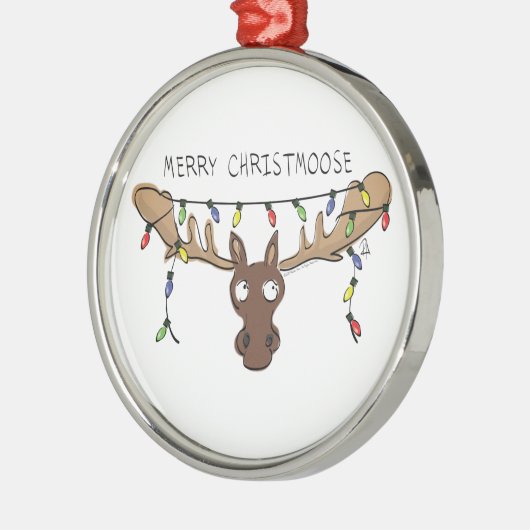 Ornement En Métal Moose Cute Funny Noël (Gauche)