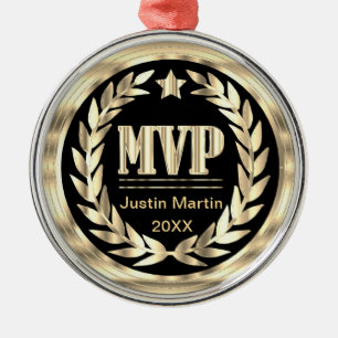 Ornement En Métal Most Valuable Player Gold and Black Medal Award