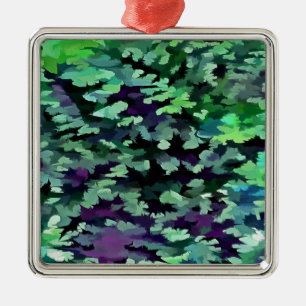 Ornement En Métal Motif de camouflage vert Jade et violet