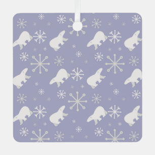 Ornement En Métal Motif de Noël avec ours polaires et flocons de nei