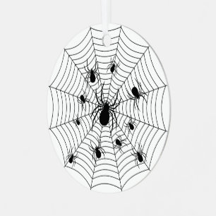 Ornement En Métal Motif d'Halloween Black White araignées