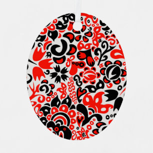Ornement En Métal Motif floral abstrait d'art populaire ethnique ukr