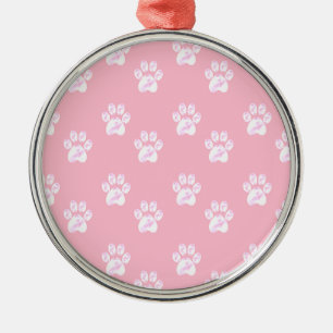 Ornement En Métal Motif mignon de patte blanche sur rose