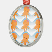 Ornement En Métal Motif Octopus Orange Et Vagues Bleues (Gauche)
