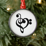 Ornement En Métal Musicien Coeur de musique - Treble Bass Clef<br><div class="desc">Treble Bass Clef Heart - design de ventilateur de musique. L'art de la silhouette noire - J'aime le symbole musical pour tous les musiciens. OEuvre simple et minimaliste pour inspirer et express un amour de la musique. > Utilisez pour l'appréciation de l'enseignant, les récitals musicaux ou le prix de l'élève,...</div>