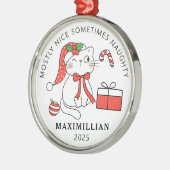 Ornement En Métal Naughty Chat avec Santa Hat Noël (Gauche)