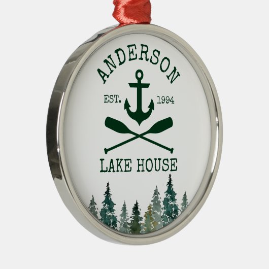 Ornement En Métal Nautical Lake House Ancre Oars Pines Round (Droite)