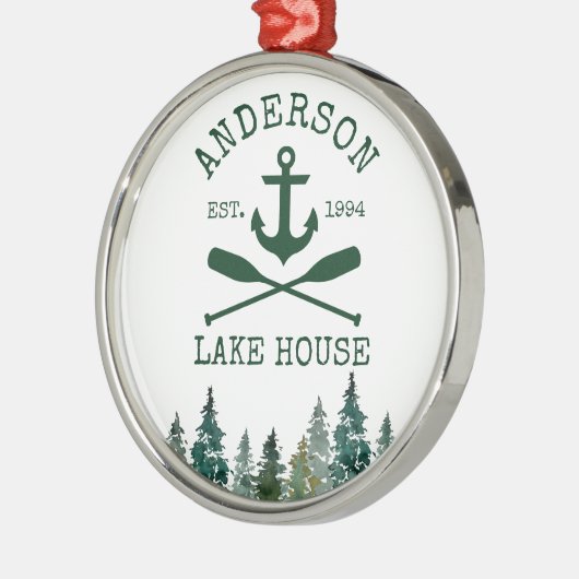 Ornement En Métal Nautical Lake House Ancre Oars Pines Round (Gauche)