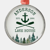 Ornement En Métal Nautical Lake House Ancre Oars Pines Round (Devant)
