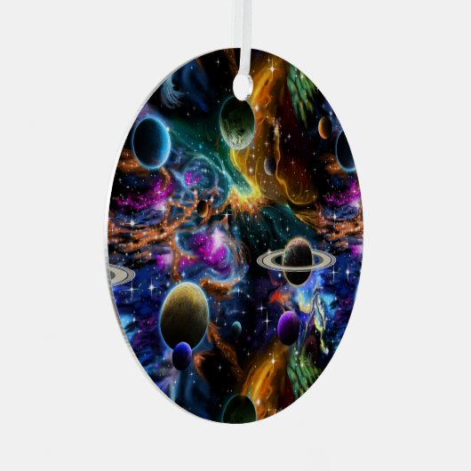 Ornement En Métal Nebula spatiale et planètes (Avant droite)