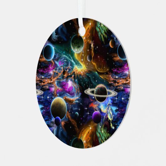 Ornement En Métal Nebula spatiale et planètes (Avant gauche)