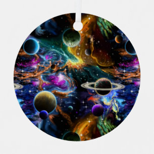 Ornement En Métal Nébuleuse et planètes de l'espace