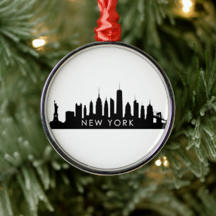 Ornement En Métal New York Skyline Silhouette Black Elegant NYC