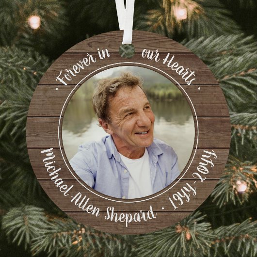 Ornement En Métal N'Importe Quel Texte 2 Photo Mémorial Élégant Rust