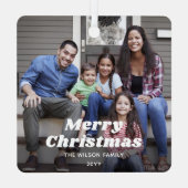 Ornement En Métal N'Importe Quel Texte 2 Photo Simple White Retro Ty (Verso)