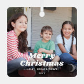 Ornement En Métal N'Importe Quel Texte 2 Photo Simple White Retro Ty (Recto)