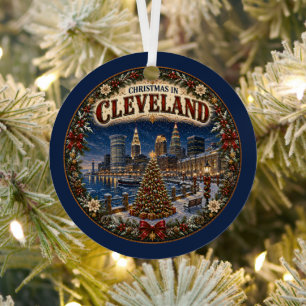 Ornement En Métal Noël à Cleveland Vintage Travel Keepsake