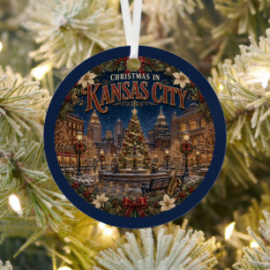 Ornement En Métal Noël à Kansas City Vintage Voyage Souvenir