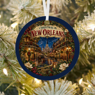 Ornement En Métal Noël à La Nouvelle-Orléans Souvenir de Voyage Vint