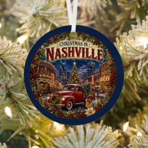 Ornement En Métal Noël à Nashville Vintage Voyage Souvenir