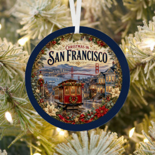 Ornement En Métal Noël à San Francisco Souvenir de voyage vintage