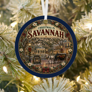 Ornement En Métal Noël à Savannah Vintage Voyage Souvenir