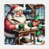 Ornement En Métal Noël adorable Père Noël et Elfe (Recto)