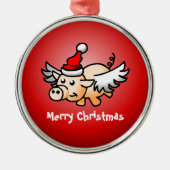 Ornement En Métal Noël aux cochons volants (Devant)