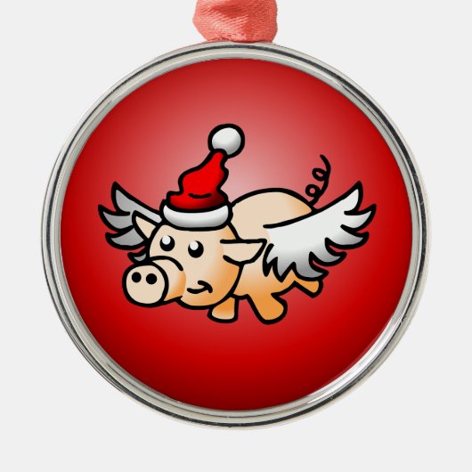 Ornement En Métal Noël aux cochons volants (Devant)