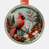 Ornement En Métal Noël cardinal rouge 3D (Devant)