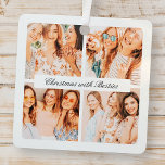 Ornement En Métal Noël Chic Moderne Avec Besties 4 Vacances Photo<br><div class="desc">Design est composé de typographie chic moderne avec police de script. Ajoutez 4 photos personnalisées de vos amis ou amis Bff.</div>