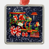 Ornement En Métal Noël Choo Choo Train Blue Faux Parties scintillant (Devant)