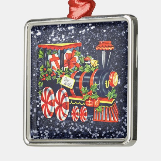 Ornement En Métal Noël Choo Choo Train Blue Faux Parties scintillant (Gauche)