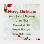 Ornement En Métal Noël d'affaires | Remerciements au client pour le (Recto)
