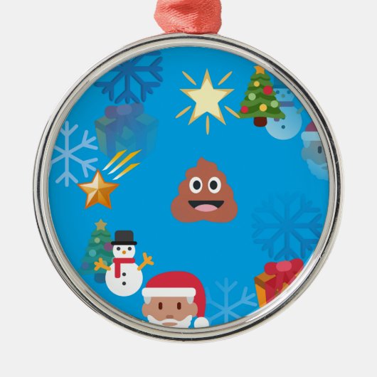 Ornement En Métal noël de poop émoji (Devant)