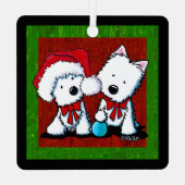 Ornement En Métal Noël de Westie Terrier Duo (Verso)
