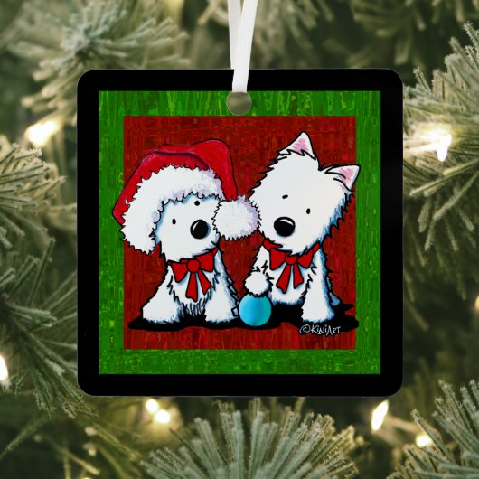 Ornement En Métal Noël de Westie Terrier Duo (Insitu)