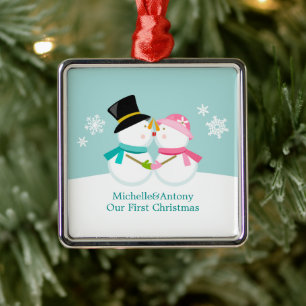 Ornement En Métal Noël des neigeurs embrassantes