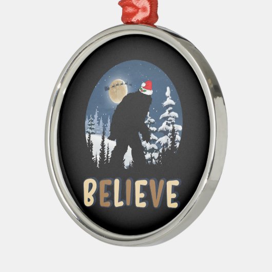 Ornement En Métal Noël drôle Noël Noël Noël Bigfoot Croire Sasquatch (Gauche)