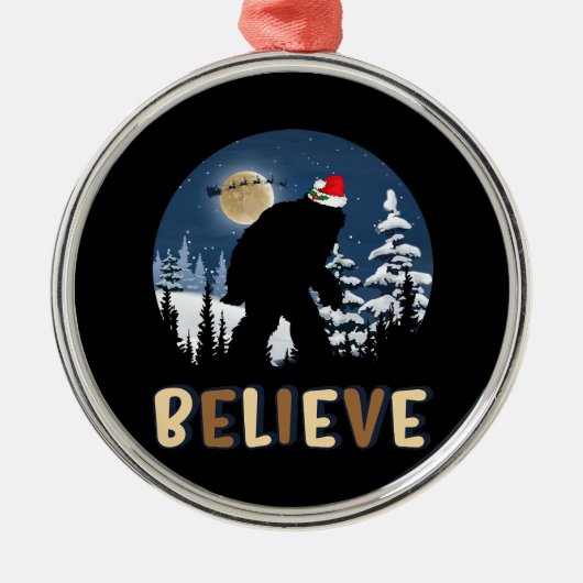 Ornement En Métal Noël drôle Noël Noël Noël Bigfoot Croire Sasquatch (Devant)