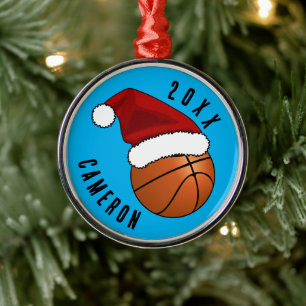 Ornement En Métal Noël du basket-ball de Santa Hat