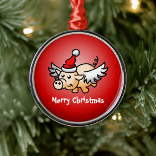 Ornement En Métal Noël du cochon volant