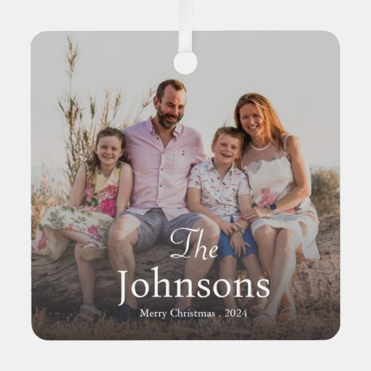 Ornement En Métal Noël élégant | Famille moderne et branchée (Recto)