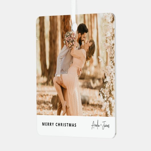 Ornement En Métal Noël élégant moderne tendance photo Couple (Avant gauche)