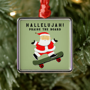 Ornement En Métal Noël en skateboard