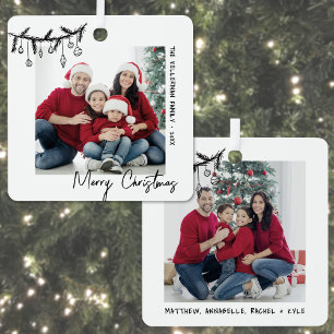 Ornement En Métal Noël familial double face personnalisé avec deux p