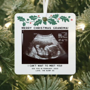 Ornement En Métal Noël Grand-mère Bébé Sonogramme de vacances