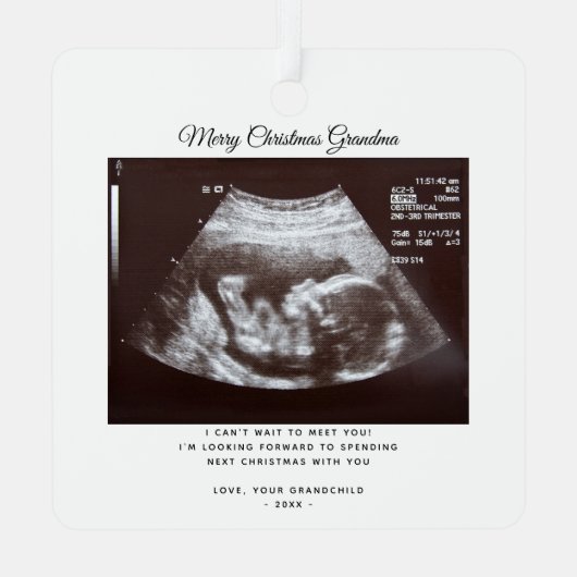 Ornement En Métal Noël Grossesse Faire-part grand-mère vacances (Verso)